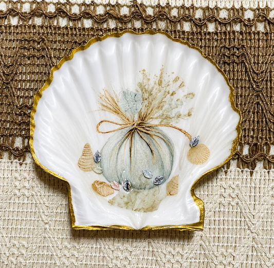 Decaupage Sea Shell - Light Blue/Green Pumpkin