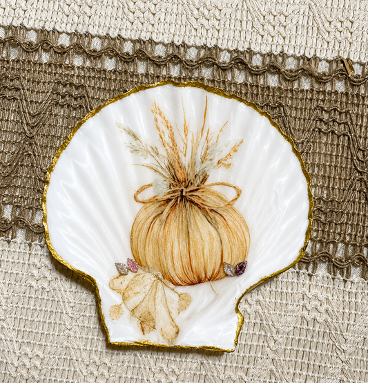 Decaupage Sea Shell - Orange Pumpkin